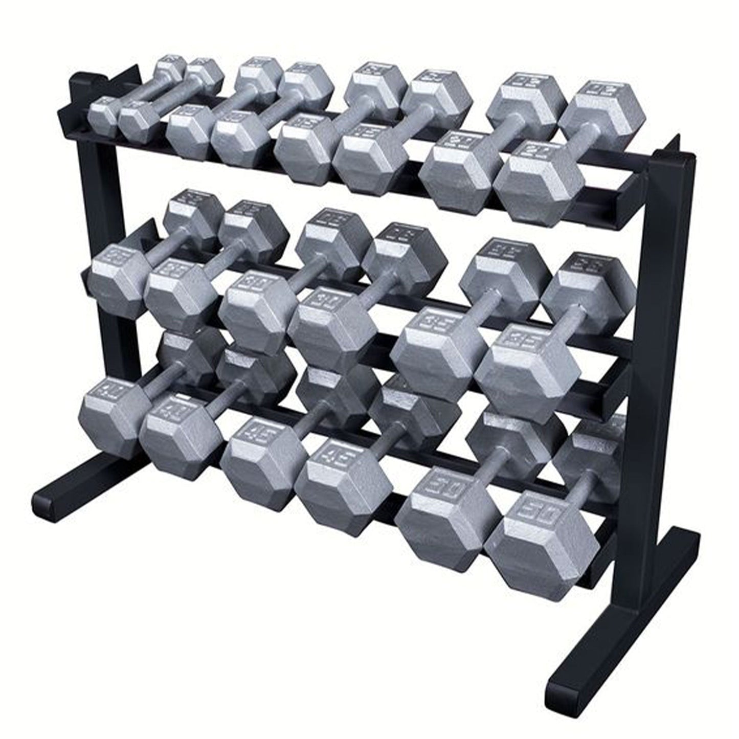 Body Solid 3 Tier Horizontal Dumbbell Rack with Heavy Gauge Steel Construction