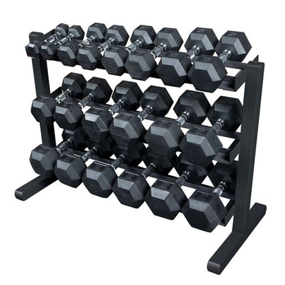 Body Solid 3 Tier Horizontal Dumbbell Rack with Heavy Gauge Steel Construction