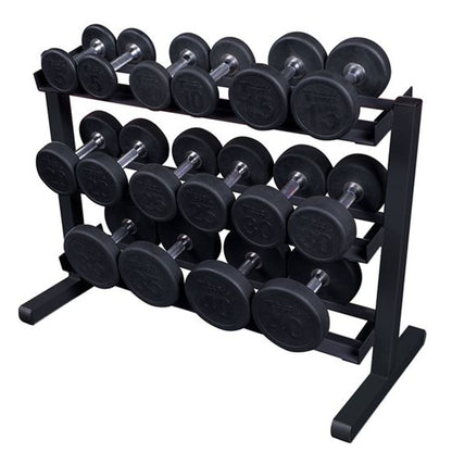 Body Solid 3 Tier Horizontal Dumbbell Rack with Heavy Gauge Steel Construction