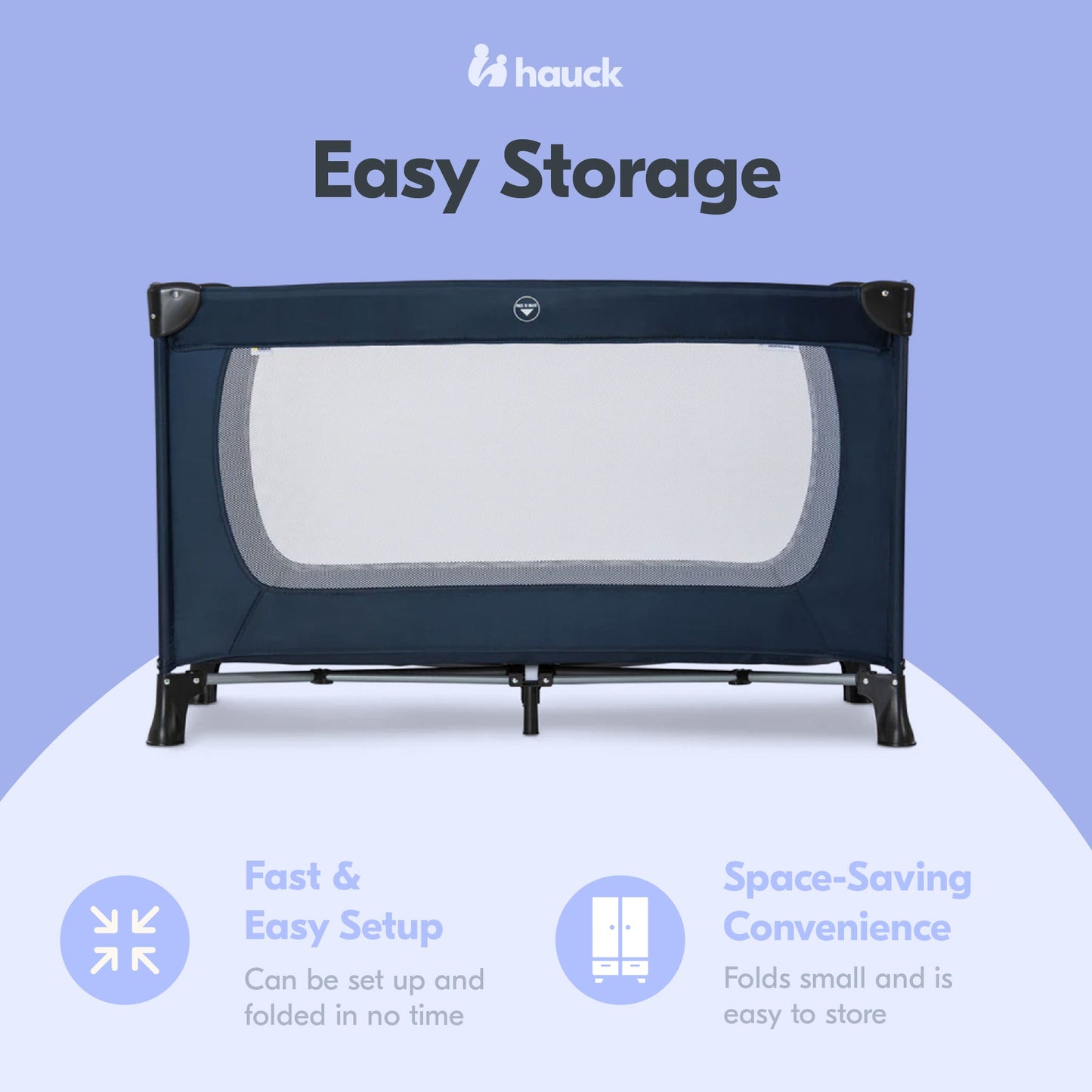 hauck Dream N Play Plus Foldable Travel Bed and Playpen with Mattress, Navy Blue