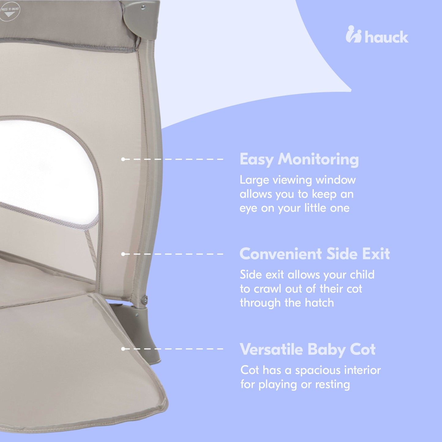 hauck Sleep N Play Go Plus Foldable Travel Bed and Playpen with Mattress, Beige