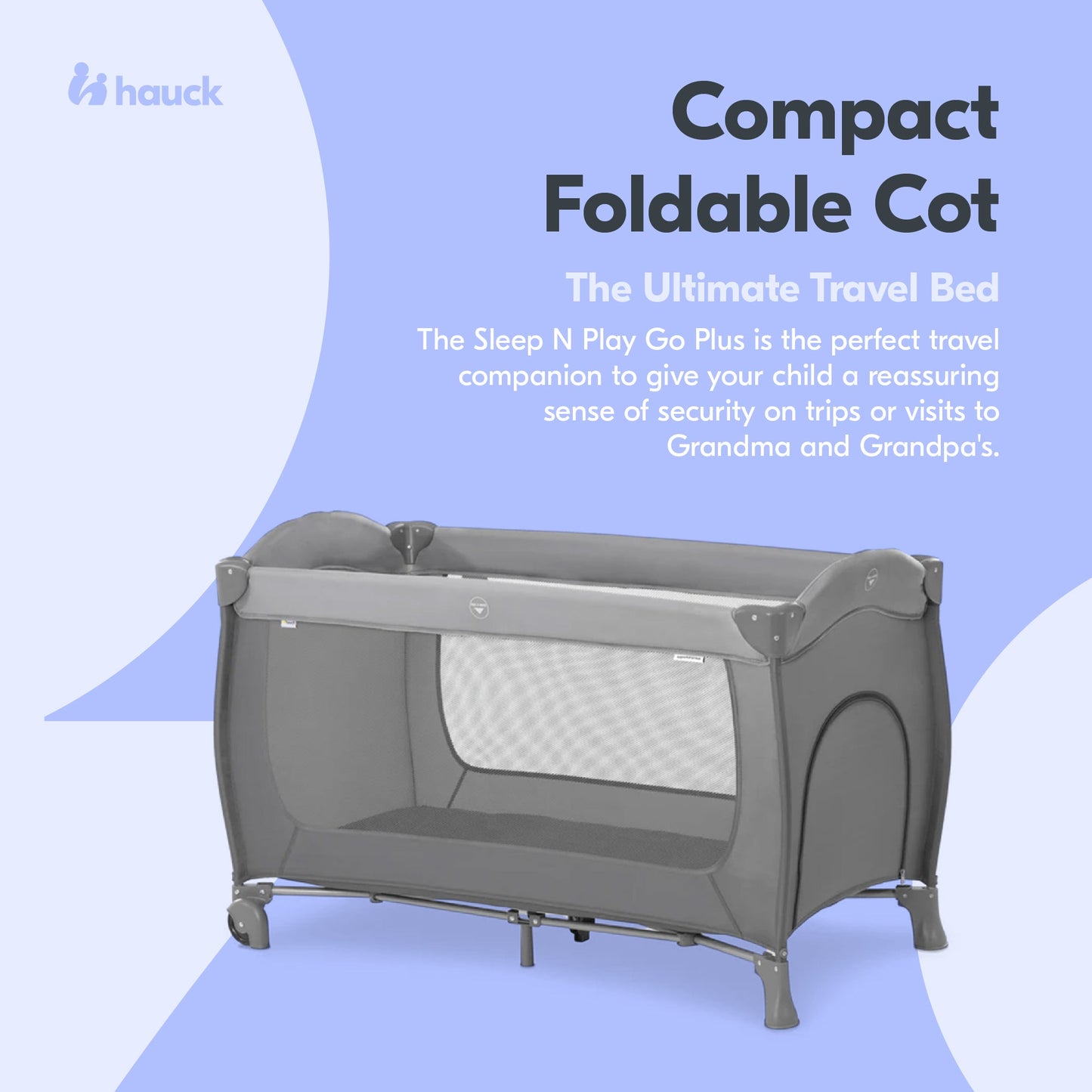 hauck Sleep N Play Go Plus Foldable Travel Bed and Playpen with Mattress, Gray