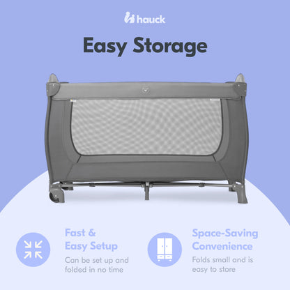hauck Sleep N Play Go Plus Foldable Travel Bed and Playpen with Mattress, Gray