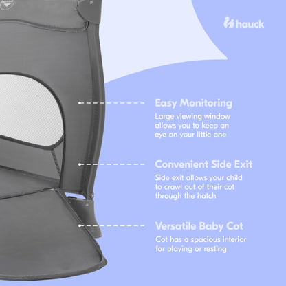 hauck Sleep N Play Go Plus Foldable Travel Bed and Playpen with Mattress, Gray