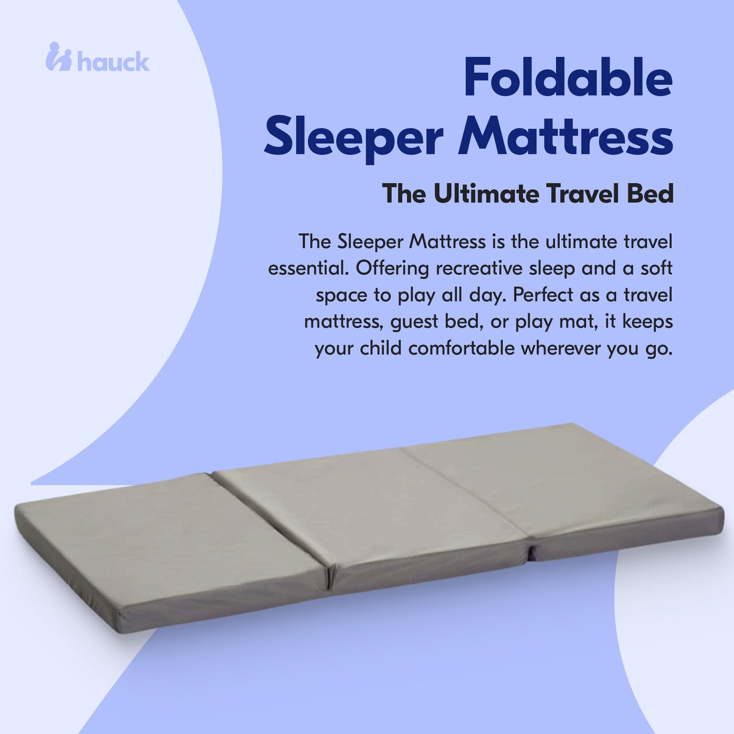 hauck Foldable Portable Foam Toddler Nap Mattress Pad, 24 x 47 Inches, Gray