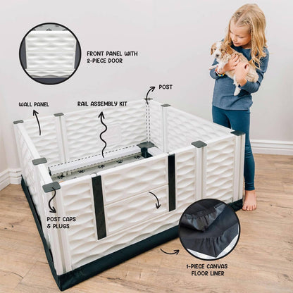 EZwhelp EZclassic 38" x 38" Puppy Dog Whelping Box Playpen with Rails & Liner