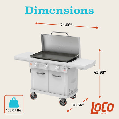 LoCo Cookers 3-Burner Digital Series II Propane SmartTemp Flat Top Grill, 36"