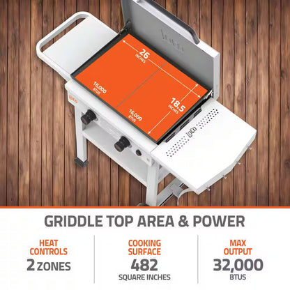 Loco Cookers 2-Burner SmartTemp Griddle Outdoor Flat Top Propane Gas Grill, 26"