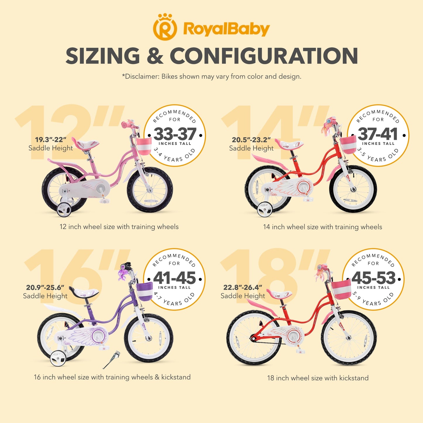 RoyalBaby Princess Girl Kids Outdoor Bicycle 18 Inch with Kickstand, Swan/Blue