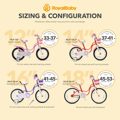 RoyalBaby Princess Girl Kids Outdoor Bicycle 18 Inch with Kickstand, Swan/Red