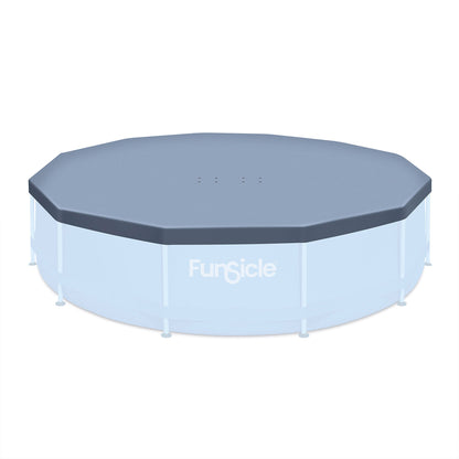 Funsicle 12' x 30" Outdoor Activity Round Frame Pool with 12' Debris Cover, Blue