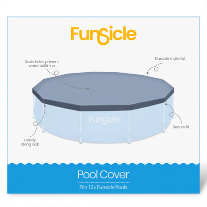 Funsicle 12' x 30" Outdoor Activity Round Frame Pool with 12' Debris Cover, Blue