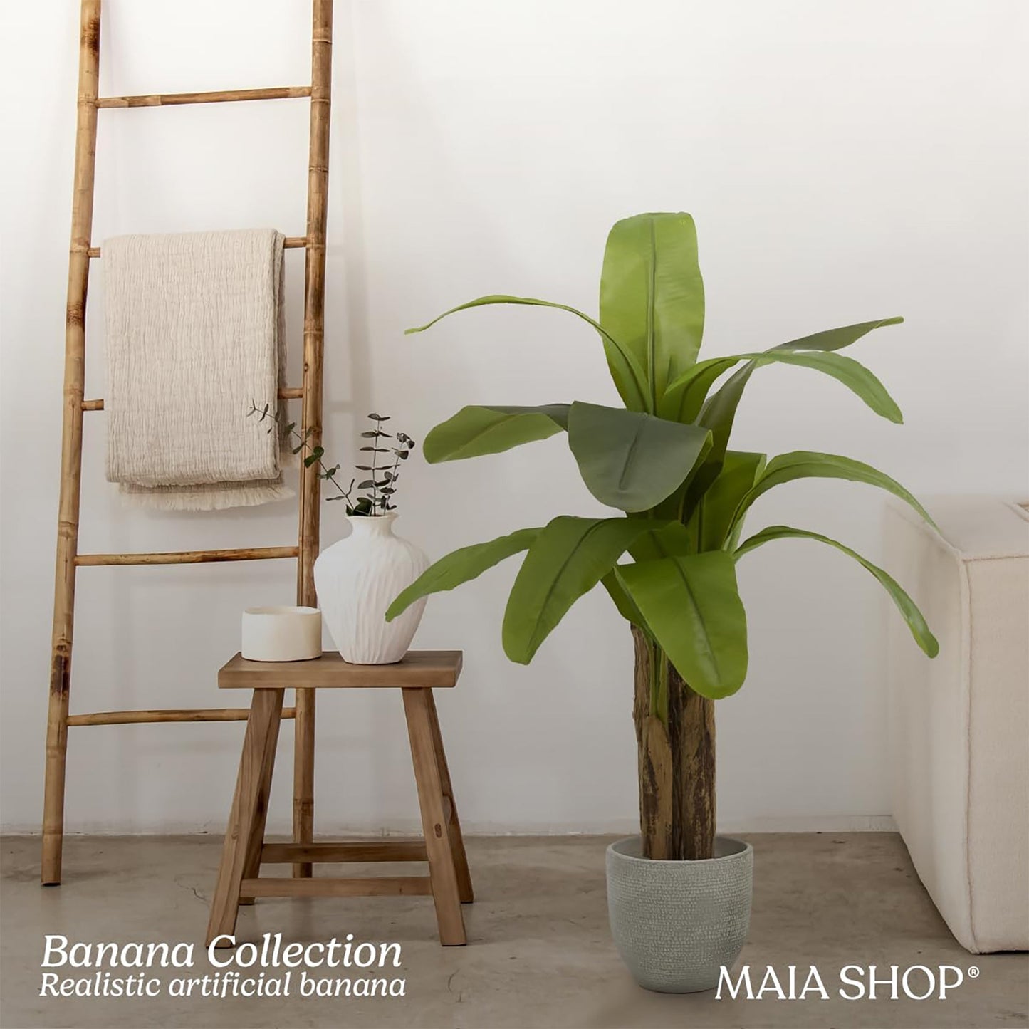 Maia Shop Artificial Banana Tree 4 Feet Tall Tropical Home Decoration, 47 Inches
