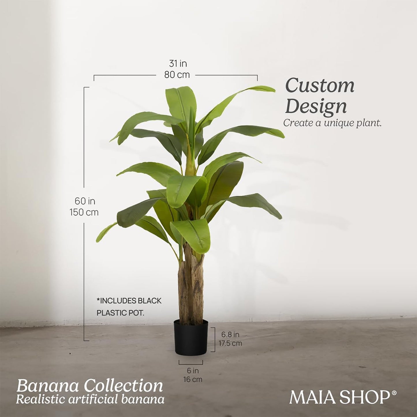 Maia Shop Artificial Banana Tree 5 Feet Tall Tropical Home Decoration, 60 Inches