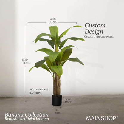 Maia Shop Artificial Banana Tree 5 Feet Tall Tropical Home Decoration, 60 Inches