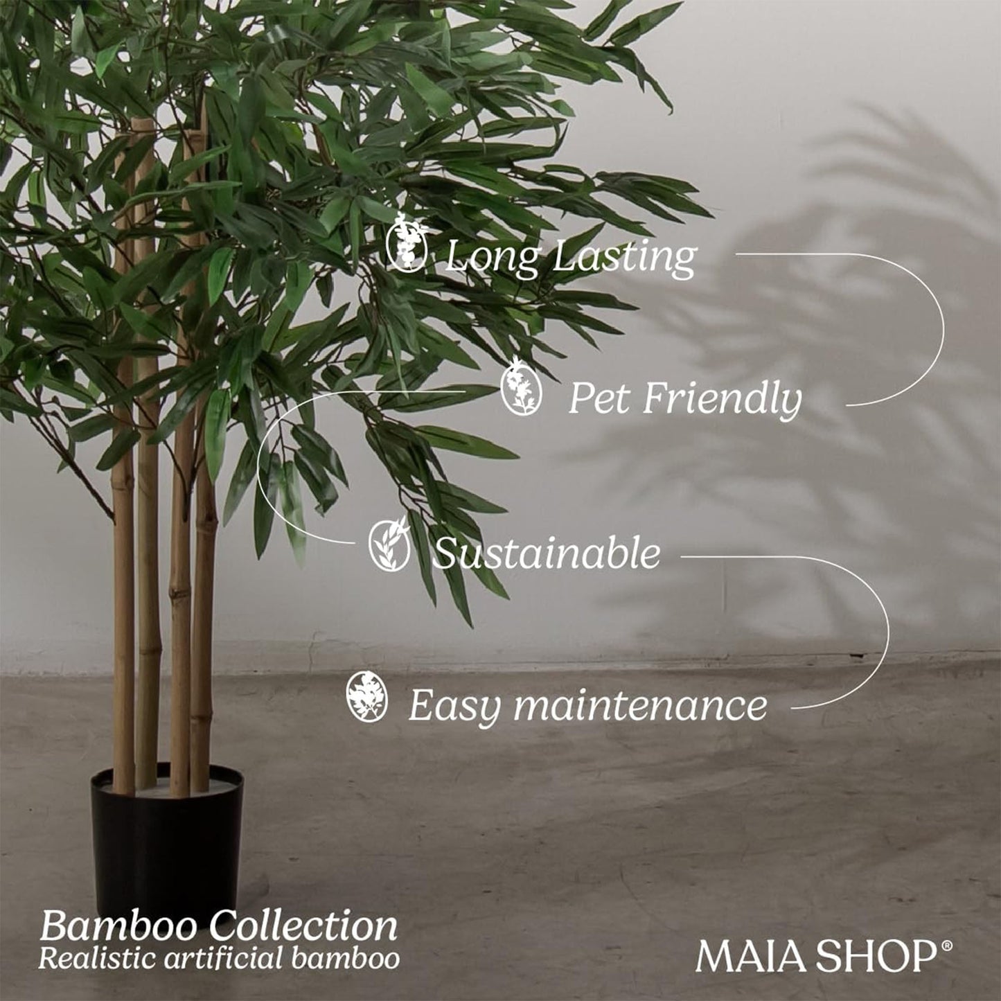 Maia Shop Artificial Bamboo Tree 5 Feet Tall Tropical Home Decoration, 60 Inches