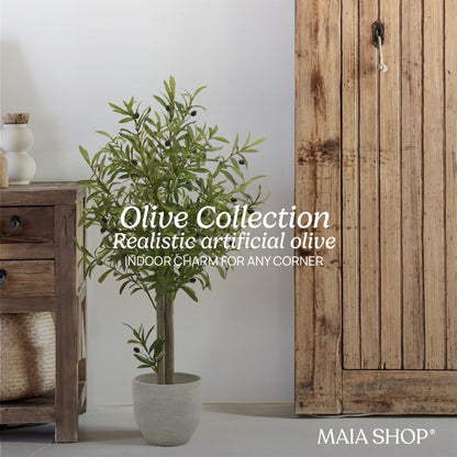 Maia Shop Artificial Olive Tree 3.5 Feet Tall Potted Home Decoration, 41 Inches