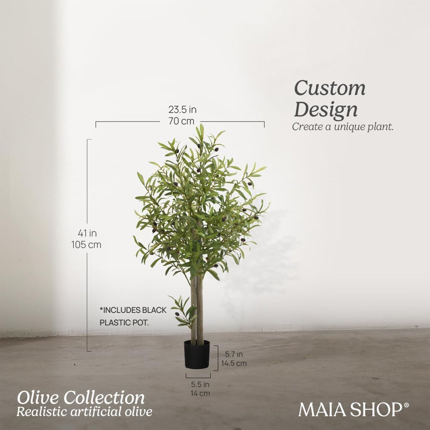 Maia Shop Artificial Olive Tree 3.5 Feet Tall Potted Home Decoration, 41 Inches