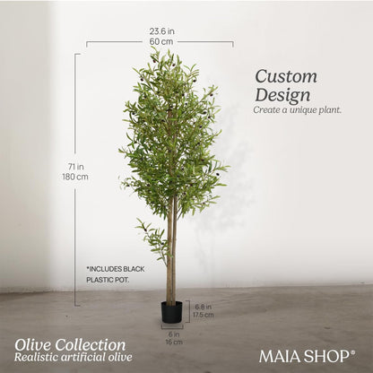 Maia Shop Artificial Olive Tree 6 Feet Tall Potted Home Decoration, 71 Inches