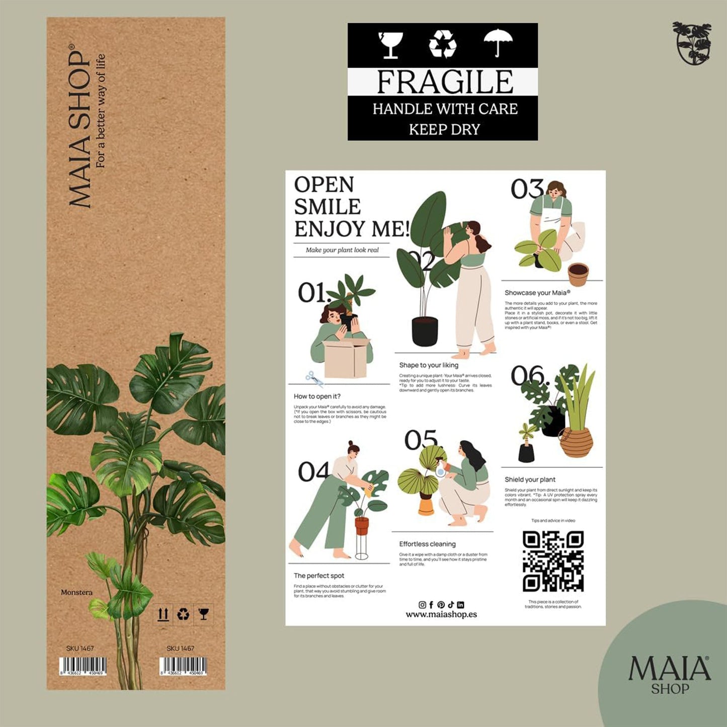 Maia Shop Artificial Monstera Plant 5 Feet Tall Tropical Palm Tree, 62 inches