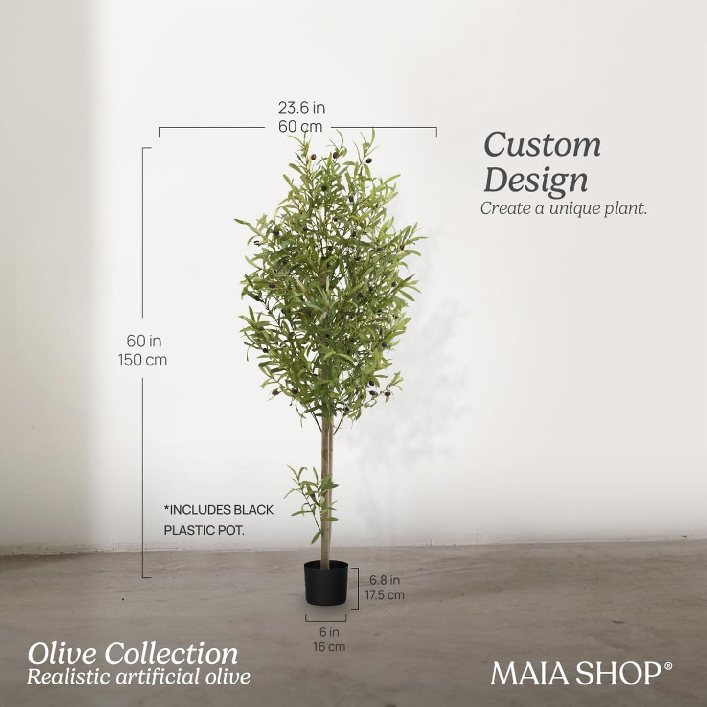 Maia Shop Artificial Olive Tree 5 Feet Tall Potted Home Decoration, 60 Inches