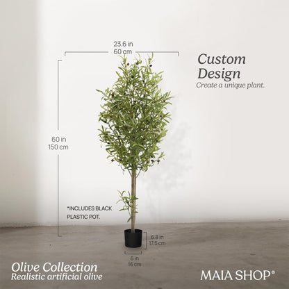 Maia Shop Artificial Olive Tree 5 Feet Tall Potted Home Decoration, 60 Inches