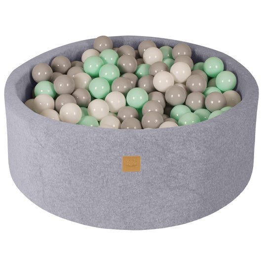 MeowBaby Soft Round 35 x 11.5 in. Baby Foam Ball Pit w/200 2.75 in. Balls, Gray