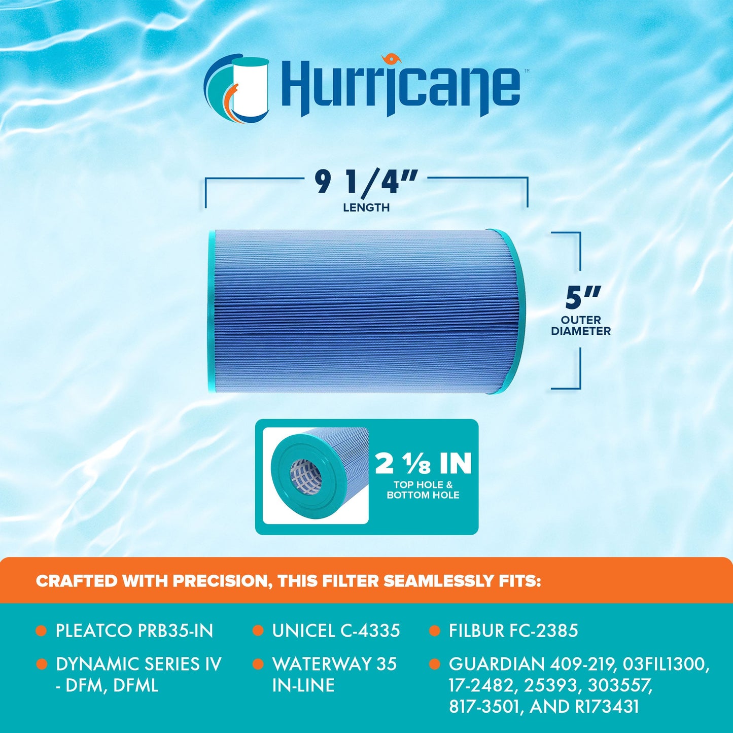 Hurricane 2 Pack HF4335-1M Elite Aseptic Pool Spa Filter Cartridge Replacement