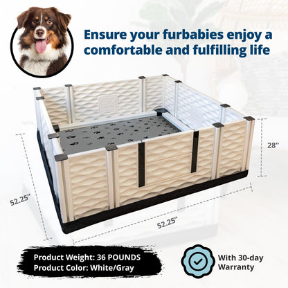 EZwhelp EZclassic 48" x 48" Dog Whelping Box Tall Playpen w/Rails & Liner, Gray