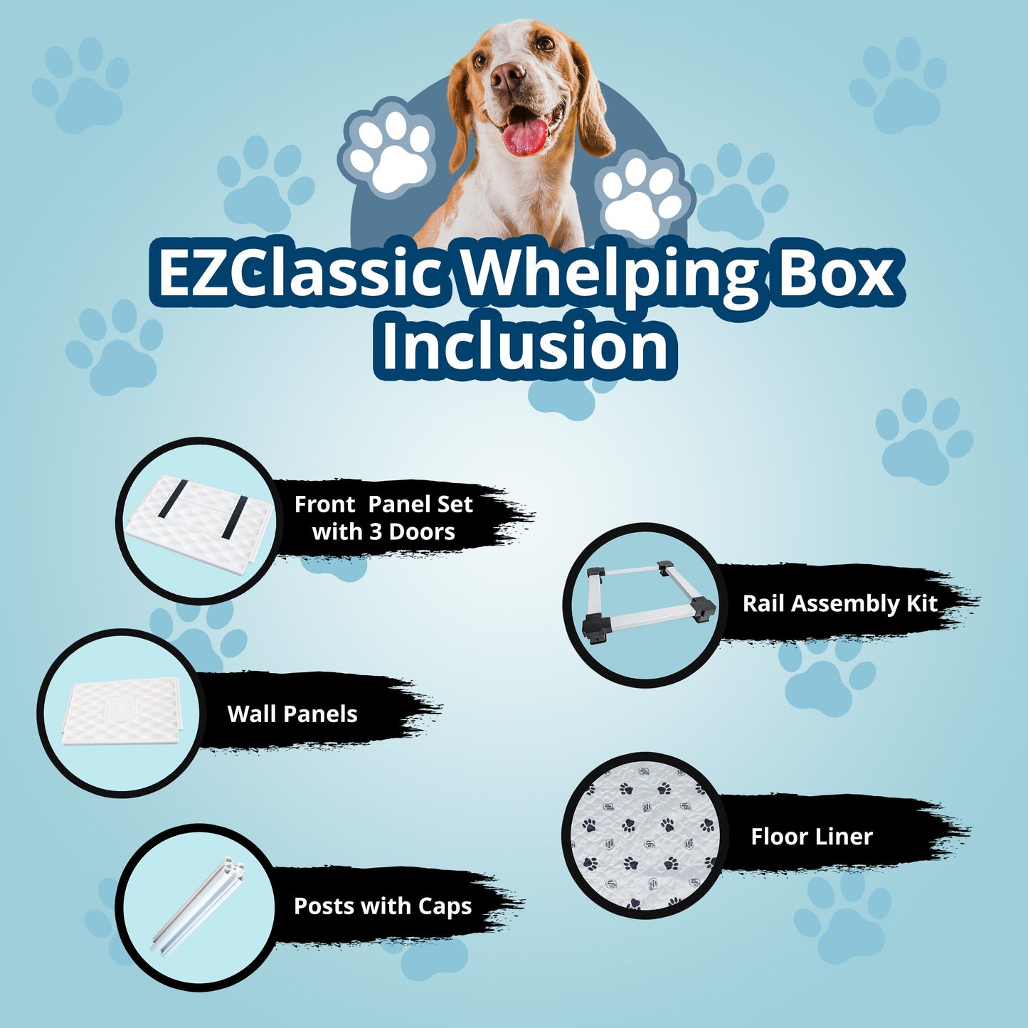 EZwhelp EZclassic 48" x 48" Dog Whelping Box Tall Playpen w/Rails & Liner, Gray