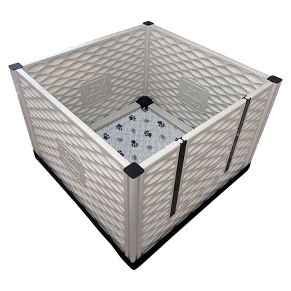 EZwhelp EZclassic 38" x 38" Dog Whelping Box Tall Playpen w/Rails & Liner, Gray