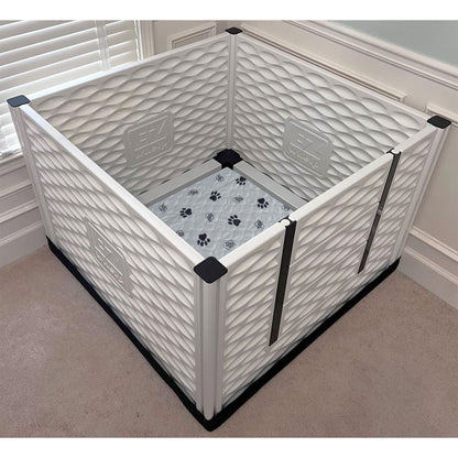 EZwhelp EZclassic 38" x 38" Dog Whelping Box Tall Playpen w/Rails & Liner, Gray