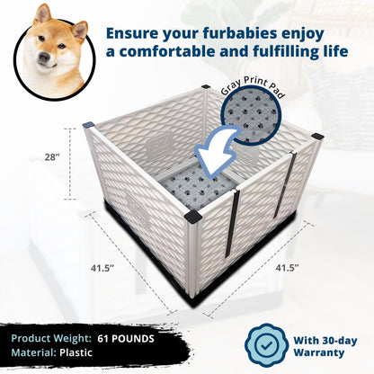 EZwhelp EZclassic 38" x 38" Dog Whelping Box Tall Playpen w/Rails & Liner, Gray