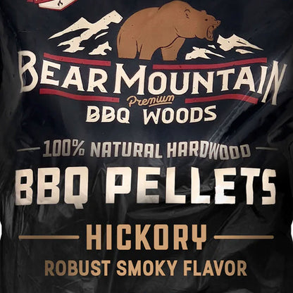 Bear Mountain All Natural Hickory BBQ Pellets w/Robust Smoky Flavor, 33 Pounds