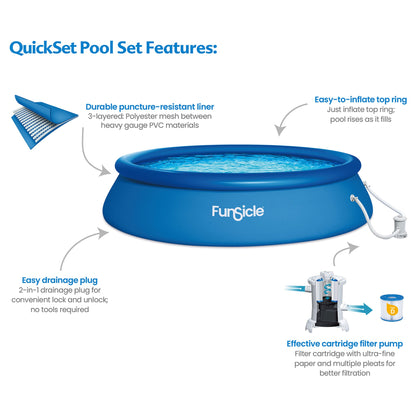 Funsicle 36” SureStep 3 Stair Pool Ladder with 15' x 36" QuickSet Ring Top Pool