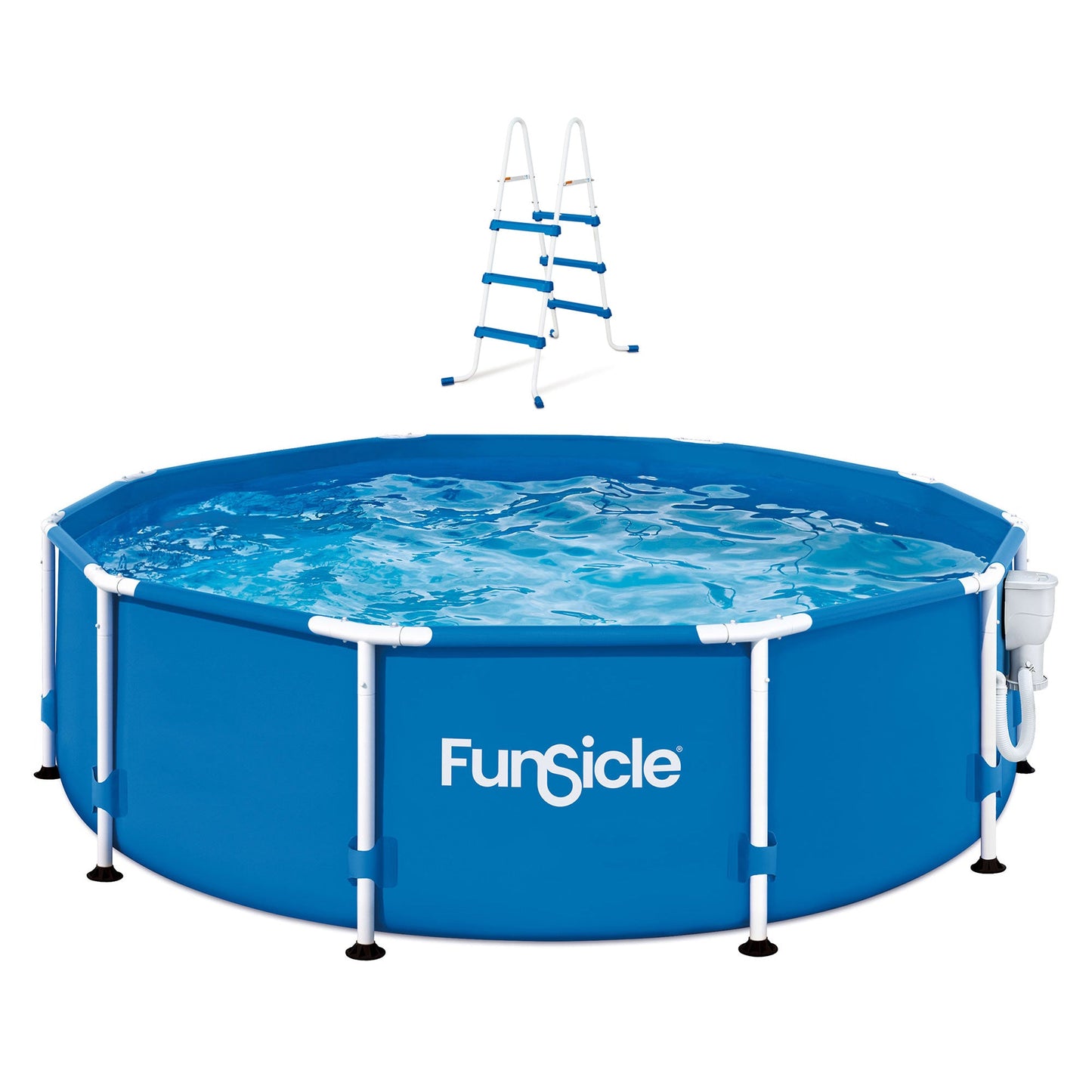 Funsicle 36” SureStep 3 Stair Pool Ladder w/ 10' x 30" QuickSet Inflatable Pool