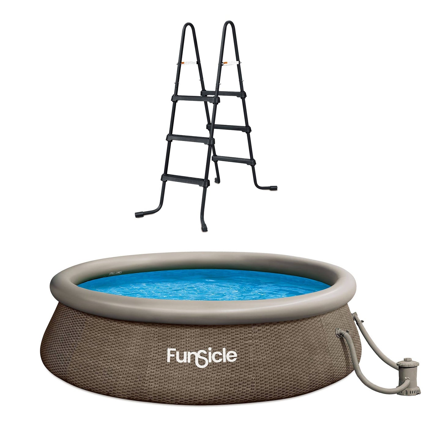 Funsicle 36” SureStep 3 Stair Pool Ladder with 12' x 36" QuickSet Ring Top Pool