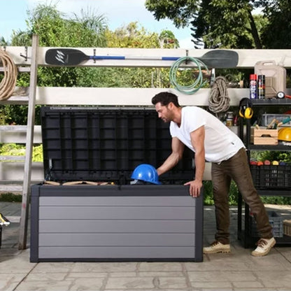 Keter Premier 150 Gallon Deck Box w/Polypropylene Construction for Storage, Gray