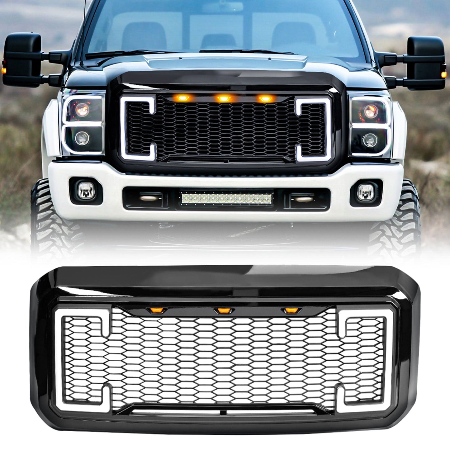 AMERICAN MODIFIED Raptor Style Mesh Grille for 2011-2016 Ford F250/350/450/550