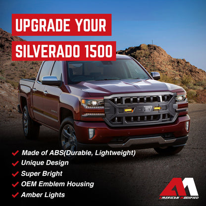 AMERICAN MODIFIED Armor Grille for 2016-2019 Chevy Silverado 1500, Matte Black