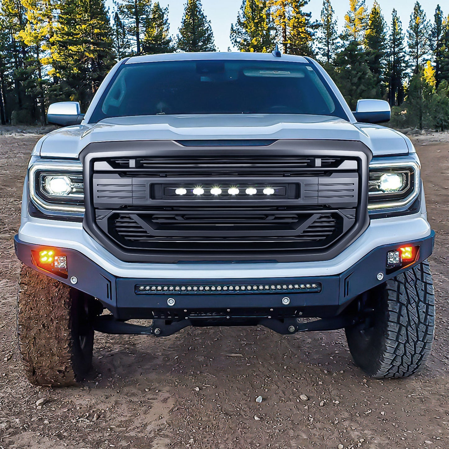 AMERICAN MODIFIED Armor Grille for 2016 to 2018 GMC Sierra 1500, Matte Black