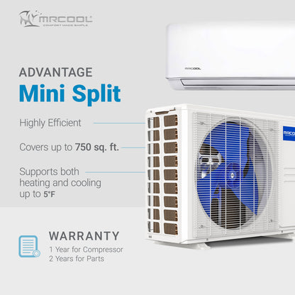 MRCOOL Advantage 18,000 BTU Ductless Inverter Wall Mount Heat Pump System, White