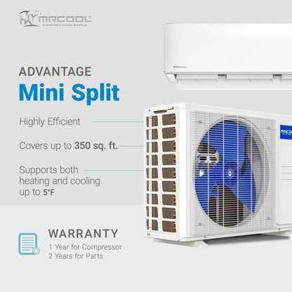 MRCOOL Advantage 9,000 BTU Ductless Inverter Wall Mount Heat Pump System, White