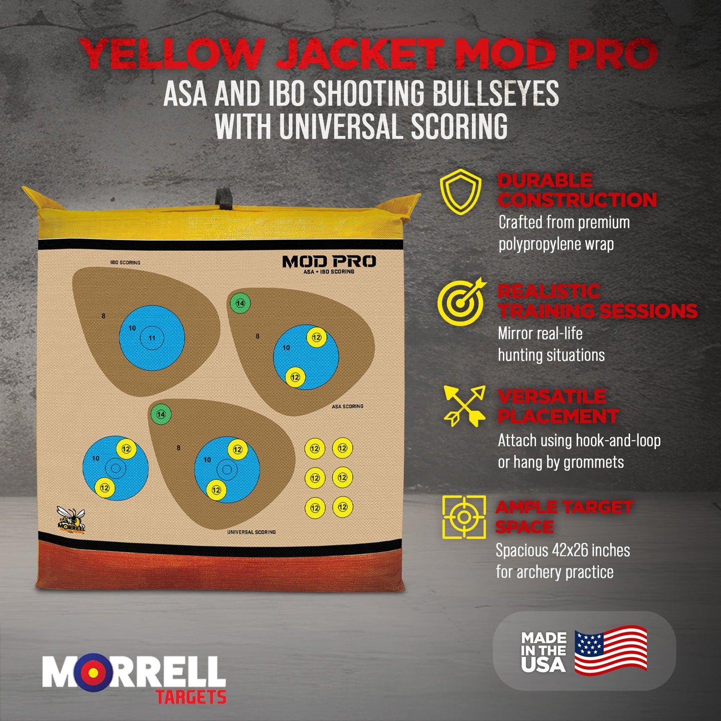 Morrell Yellow Jacket MOD Pro ASA and IBO Shooting Bullseyes w/Universal Scoring