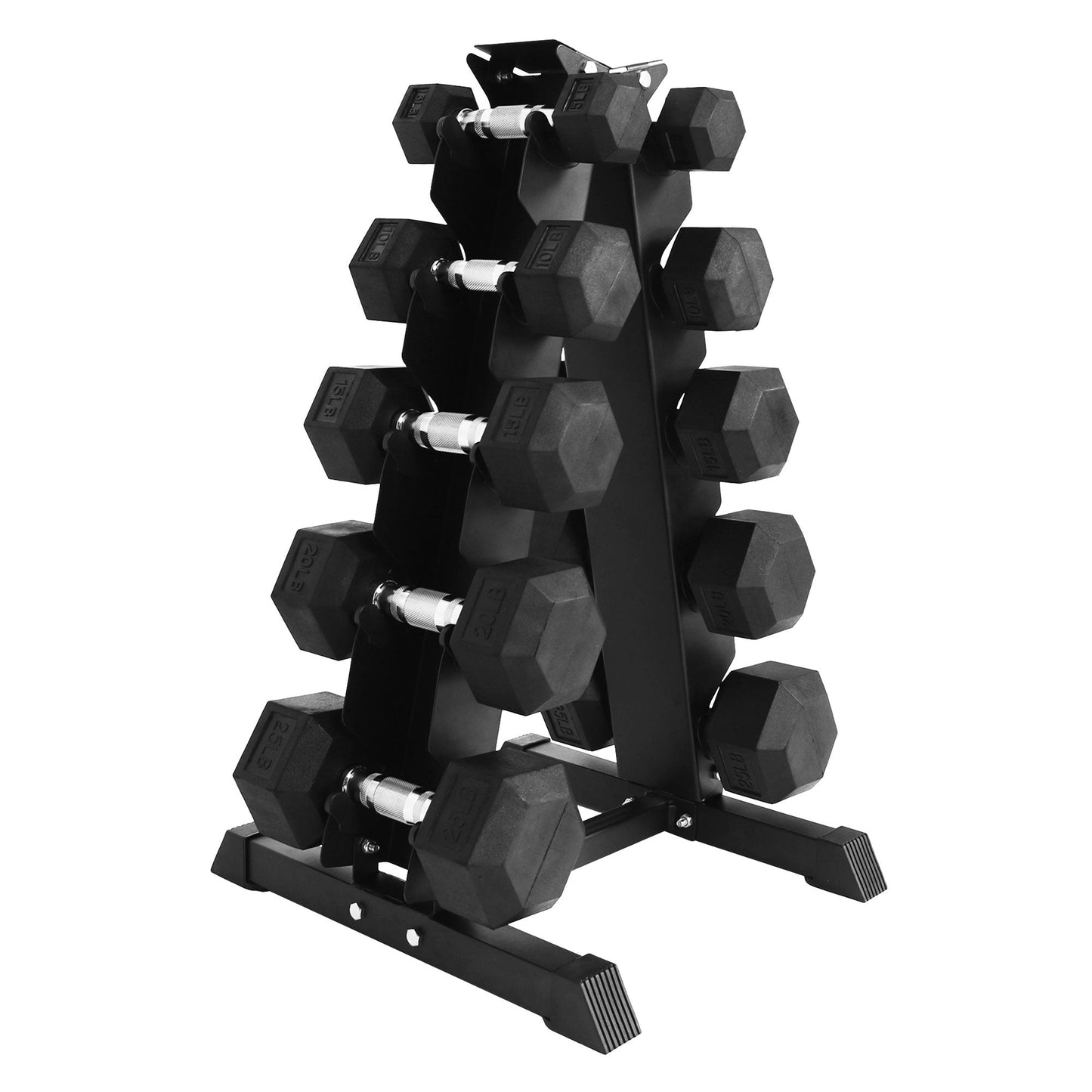 BalanceFrom Signature Alloy Steel 150 lb Rubber Encased Hex Dumbbell Set, Black