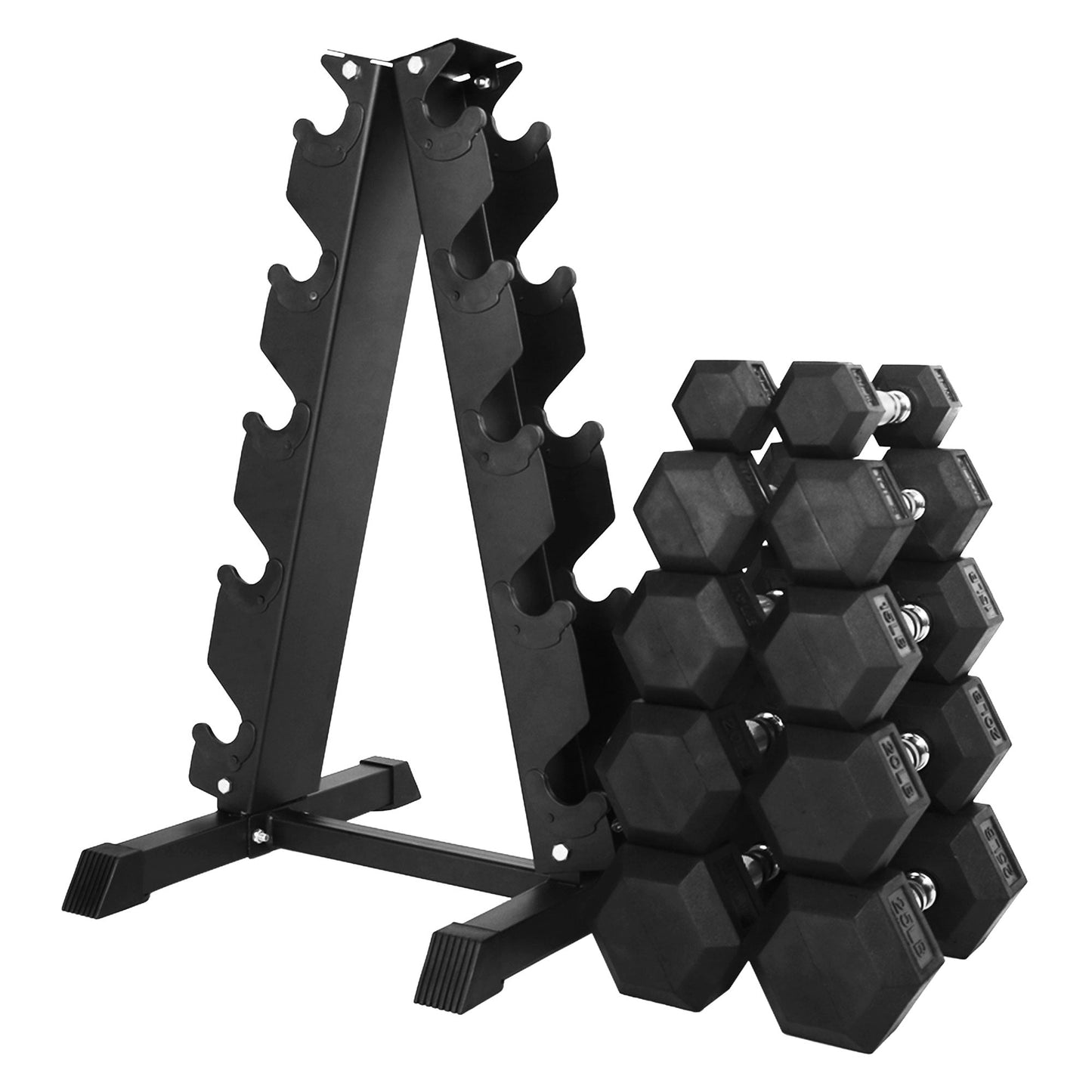 BalanceFrom Signature Alloy Steel 150 lb Rubber Encased Hex Dumbbell Set, Black