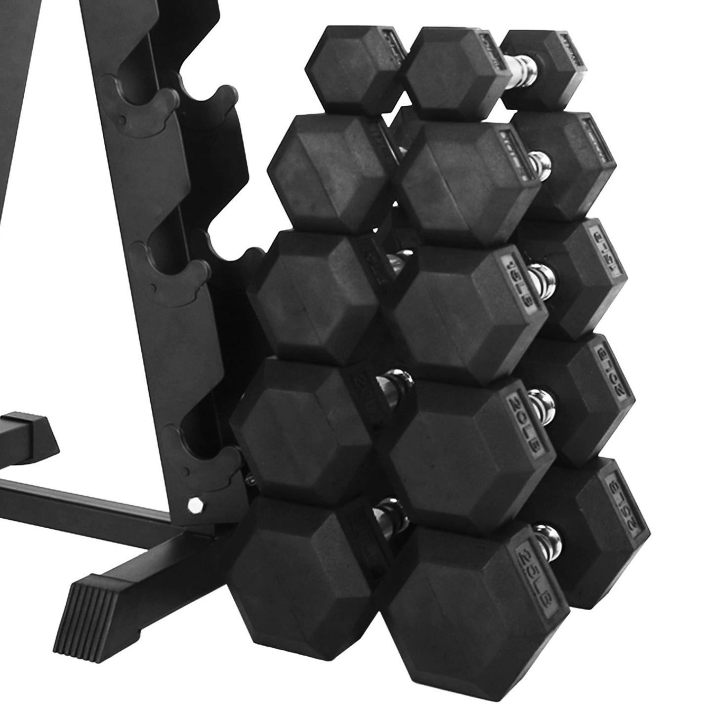 BalanceFrom Signature Alloy Steel 150 lb Rubber Encased Hex Dumbbell Set, Black