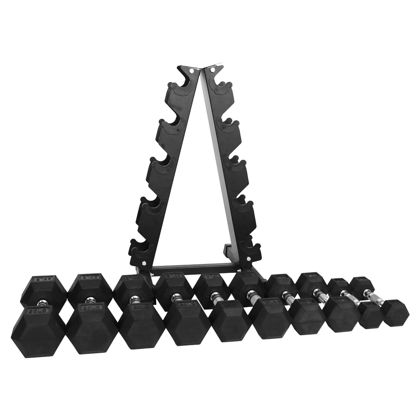 BalanceFrom Signature Alloy Steel 150 lb Rubber Encased Hex Dumbbell Set, Black