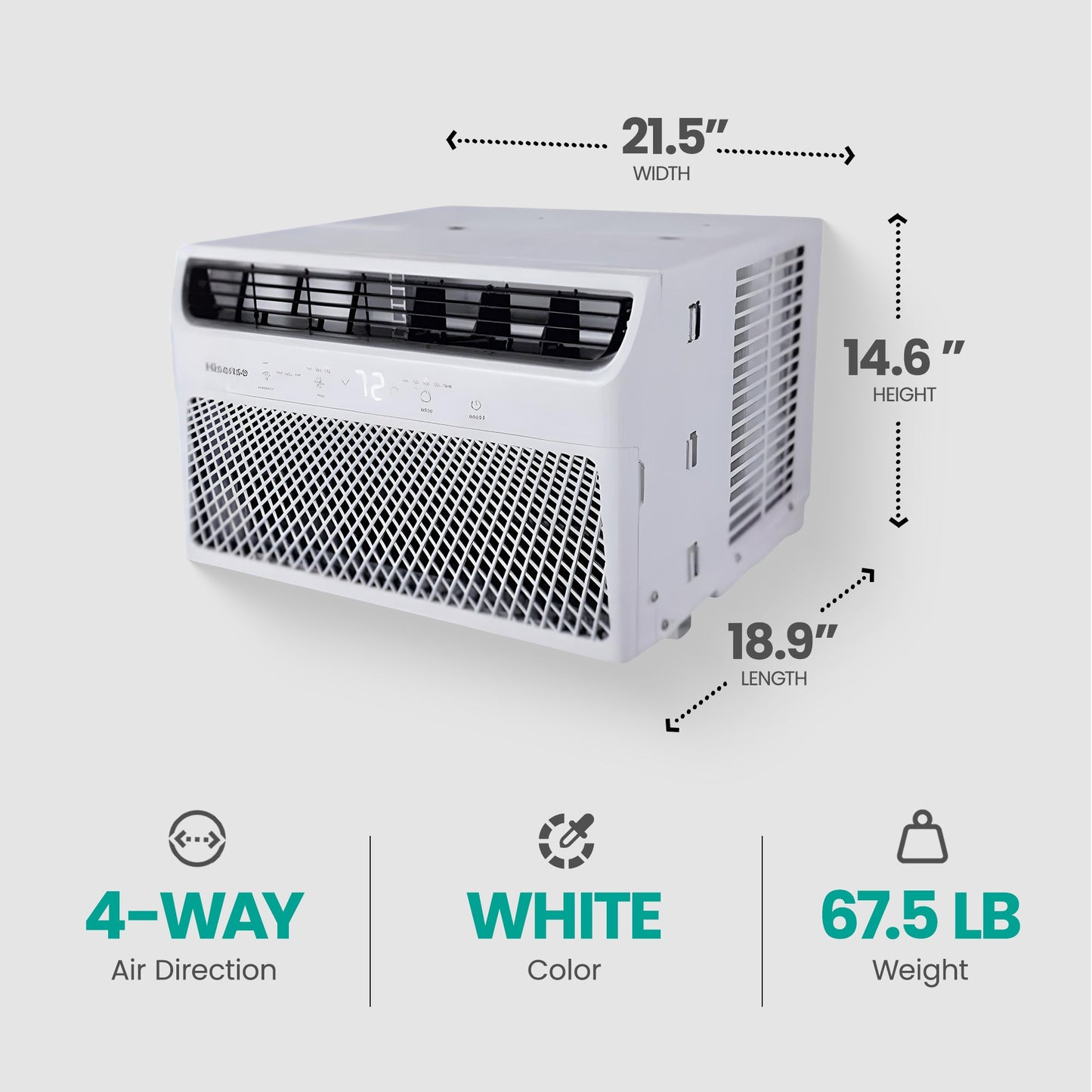 Hisense 700 Sq ft Window Air Conditioner w/Remote, 3 Modes & 4 Way Air Direction
