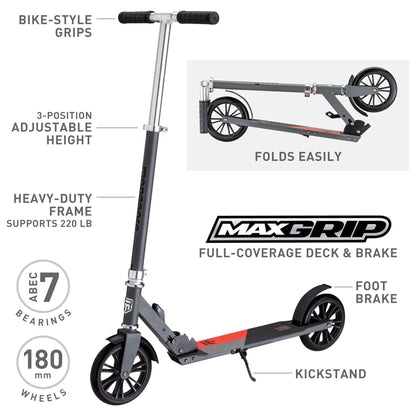 Mongoose Trace Kick Scooter with Quick Release and Easy Folding Construction